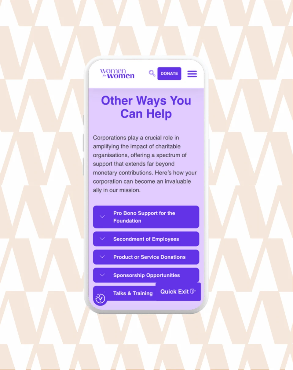 Women for Women Website