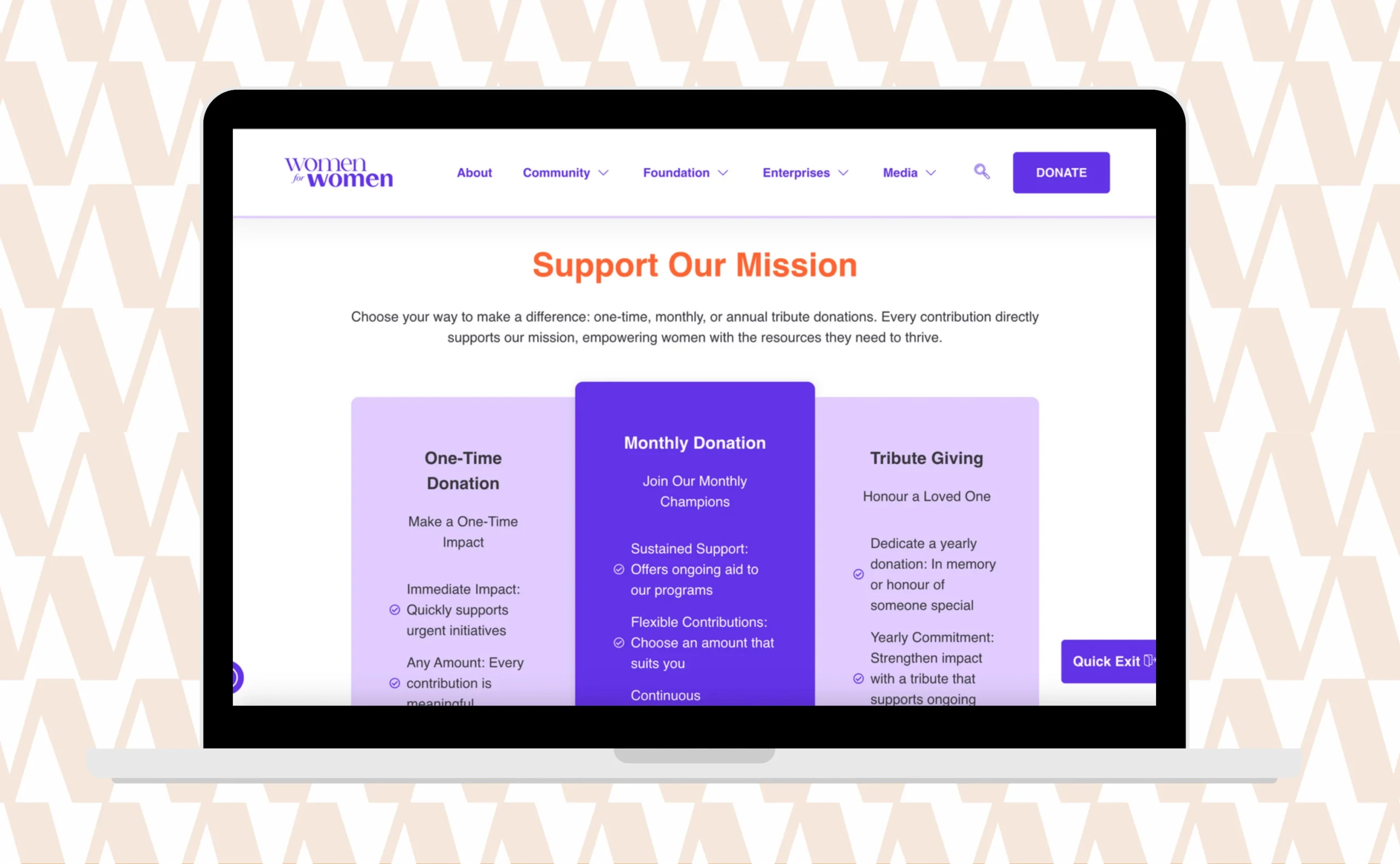 Women for Women Website